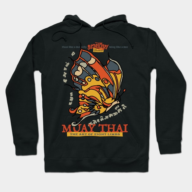 Muay Thai Tattoo Butterfly Hoodie by KewaleeTee